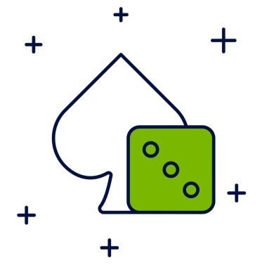 Doldurulmuş oyun zar simgesi beyaz arkaplanda izole edildi. Kumarhane kumarı. Vektör