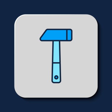 Filled outline Hammer icon isolated on blue background. Tool for repair.  Vector