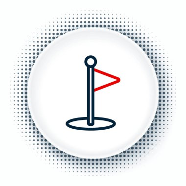 Golf bayrağı simgesi beyaz arkaplanda izole edildi. Golf ekipmanı ya da aksesuar. Renkli taslak konsepti. Vektör