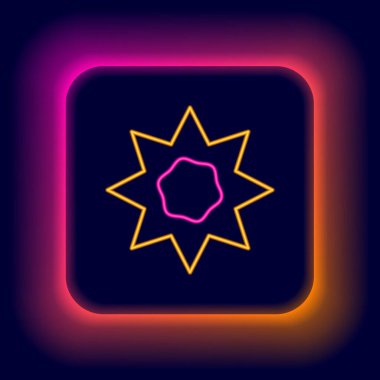 Parlayan neon çizgi simgesi siyah arkaplanda izole edildi. Yaz sembolü. Güneşli bir gün. Renkli taslak konsepti. Vektör