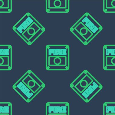 Hat Yangın Alarm Sistemi simgesi mavi arkaplanda izole edilmiş. Yangın güvenlik kutusunu çek. Vektör