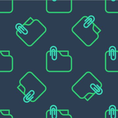 Kağıt ataç simgesine sahip satır belgesi dizini mavi arkaplanda izole edilmiş pürüzsüz desen. Muhasebe klasörü sembolü. Muhasebe yönetimi. Vektör