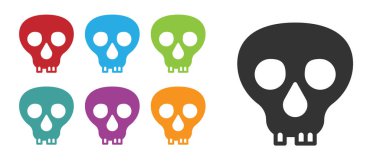 Siyah Kafatası simgesi beyaz arkaplanda izole edildi. Mutlu Cadılar Bayramı Partisi. Simgeleri renklendirin. Vektör