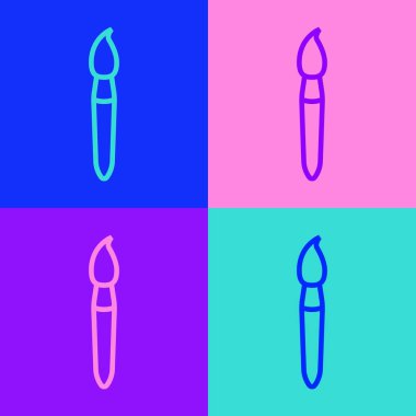 Pop sanat eseri fırça ikonu renk arkaplanında izole edilmiş. Vektör