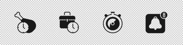 设置食品时间 工作时间 秒表和闹钟应用移动图标 — 图库矢量图片