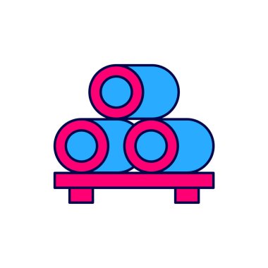 Filled outline Sushi on cutting board icon isolated on white background. Asian food sushi on wooden board.  Vector