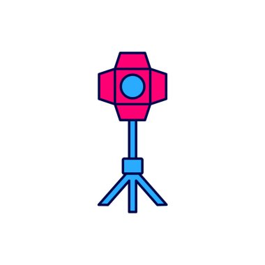 Beyaz arkaplanda izole edilmiş softbox simgesinde Stüdyo lambası dolduruldu. Gölge yansıma tasarımı. Vektör