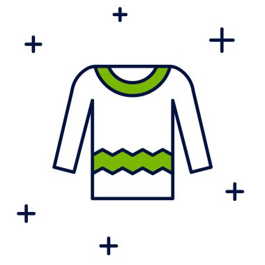 Doldurulmuş Süveter simgesi beyaz arkaplanda izole edildi. Kazak ikonu. Vektör