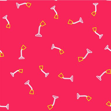 Çizgi masa lambası simgesi kırmızı arkaplanda izole edilmiş. Vektör