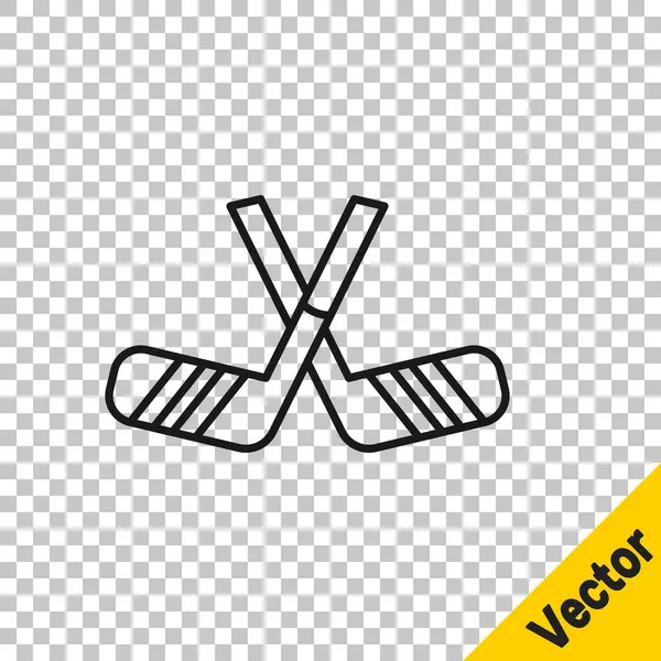 Ligne Noire Bâtons Hockey Sur Glace Icône Isolée Sur Fond — Image vectorielle