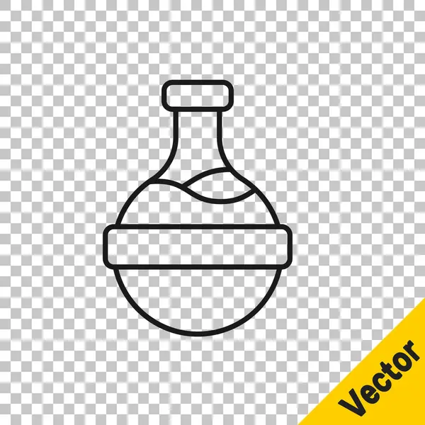 Black Line Bottle Potion Icon Isolated Transparent Background Flask Magic — Stock Vector