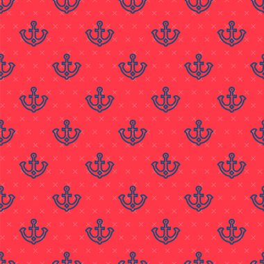 Mavi çizgi Anchor simgesi kırmızı arkaplanda iz bırakmadı. Vektör