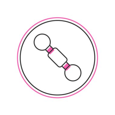 Doldurulmuş Dumbbell simgesi beyaz arkaplanda izole edildi. Kas kaldırma ikonu, fitness halteri, spor aletleri, egzersiz yaban domuzu. Vektör