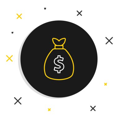 Hat Para Çantası simgesi beyaz arkaplanda izole edildi. Dolar ya da USD sembolü. Nakit bankacılık tabelası. Renkli taslak konsepti. Vektör