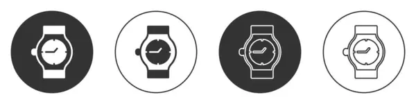 Schwarzes Armbanduhr Symbol Auf Weißem Hintergrund Armbanduhr Symbol Kreis Taste — Stockvektor