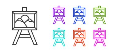 Beyaz arkaplanda siyah çizgi boyama simgesi izole edildi. Açık arttırma teklifi. Satış ve alıcılar. Simgeleri renklendirin. Vektör