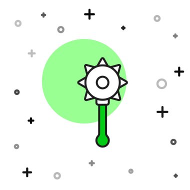 Ortaçağ zincirlenmiş top ikonu beyaz arka planda izole edildi. Ortaçağ silahı. Vektör