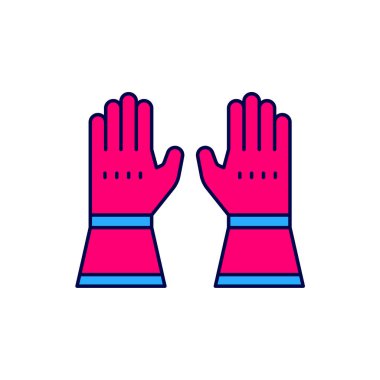 Beyaz arka planda izole edilmiş İtfaiyeci Eldivenleri ikonu. Eldiven ikonunu koru. Vektör
