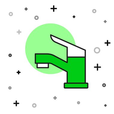 Doldurulmuş su musluğu simgesi beyaz arkaplanda izole edildi. Vektör