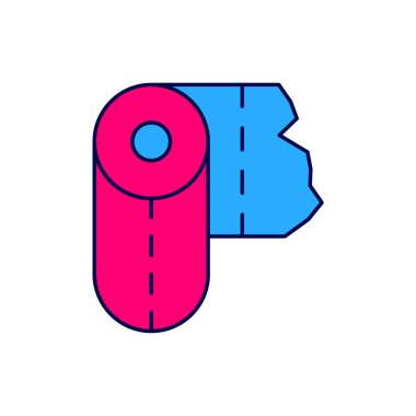 Doldurulmuş kağıt havlu rulo simgesi beyaz arkaplanda izole edildi. Vektör