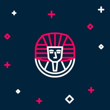 Mısırlı Firavun ikonu mavi arka planda izole edildi. Renkli taslak konsepti. Vektör