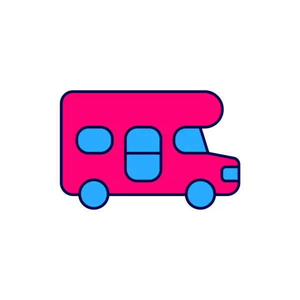 Filled Outline Motorhome Vehicle Icon Isolated White Background Camper Mobile — Stock Vector