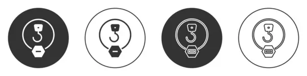 Schwarzes Industriehaken Symbol Isoliert Auf Weißem Hintergrund Kranich Haken Symbol — Stockvektor