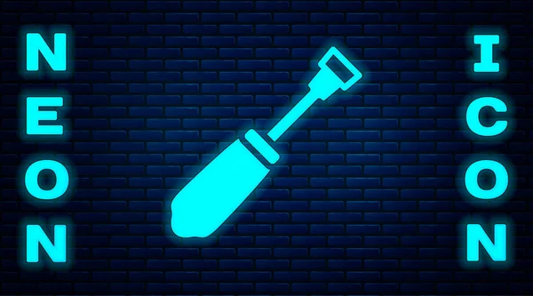 Glowing Neon Screwdriver Icon Isolated Brick Wall Background Service Tool — Stock Vector