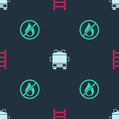 Yangın merdiveni, kamyonet ve pürüzsüz patern yok. Vektör