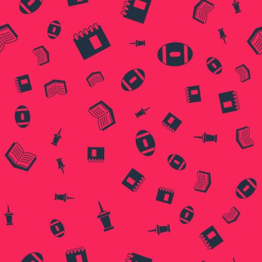 Push pimi, Spiral defter, Open ve American Football 'u pürüzsüz bir şekilde ayarlayın. Vektör