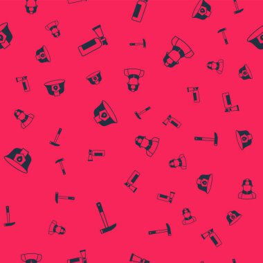 İtfaiyeci baltası, yangın söndürücü, miğfer ve kusursuz desen ayarlayın. Vektör