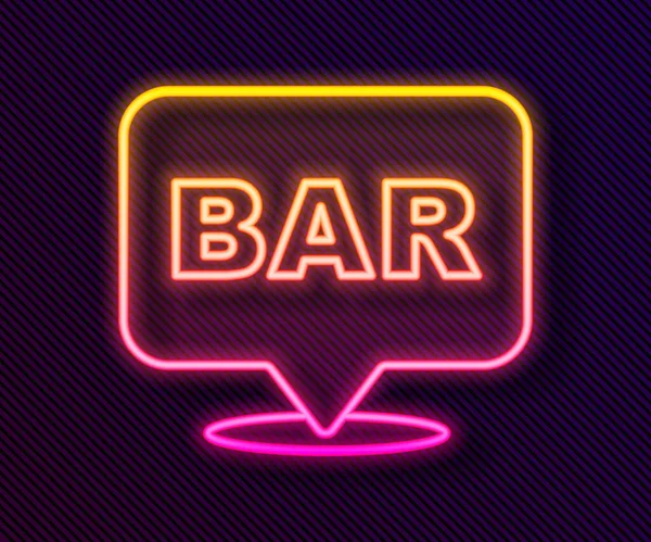 Glowing Neon Line Alcohol Beer Bar Location Icon Isolated Black — Stock Vector