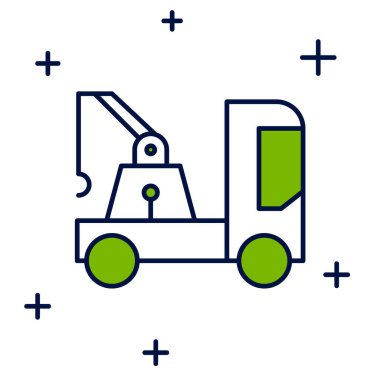 Beyaz arka planda izole edilmiş ana hatlı çekici simgesi. Vektör