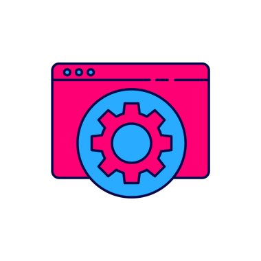 Doldurulmuş ana hat Tarayıcı ayarı simgesi beyaz arkaplanda izole edildi. Ayarlama, servis, bakım, onarım, onarım. Vektör