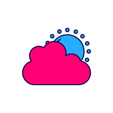 Güneş ve hava durumu ikonu beyaz arkaplanda izole edildi. Vektör