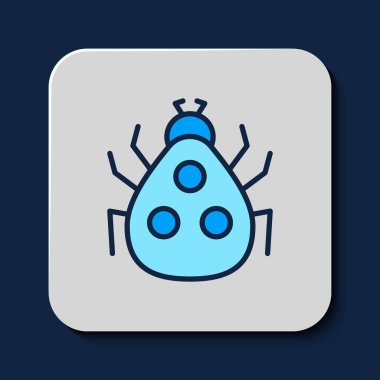 Doldurulmuş uğurböceği simgesi mavi arkaplanda izole edildi. Vektör