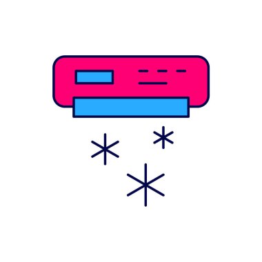 Filled outline Air conditioner icon isolated on white background. Split system air conditioning. Cool and cold climate control system.  Vector