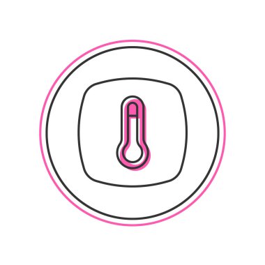 Beyaz arkaplanda izole edilmiş ana hatlı termostat simgesi. Sıcaklık kontrolü. Vektör