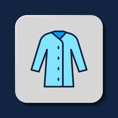 Mavi arkaplanda izole edilmiş ana hatlı Yağmurluk simgesi. Vektör