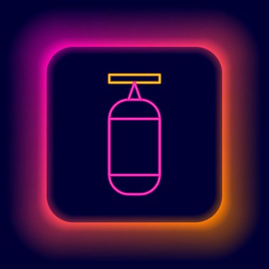 Parlayan neon hattı Kum Torbası simgesi siyah arkaplanda izole edildi. Renkli taslak konsepti. Vektör