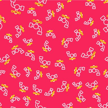 Line Water musluk simgesi kırmızı arkaplanda izole edilmiş. Vektör