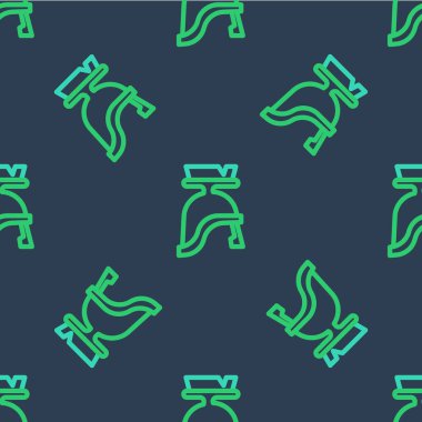 Line Roman army helmet icon isolated seamless pattern on blue background.  Vector