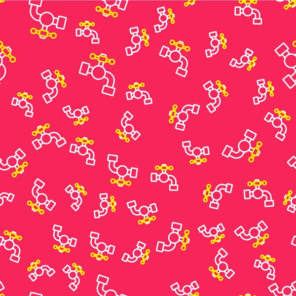 Line Water musluk simgesi kırmızı arkaplanda izole edilmiş. Vektör