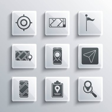 Katlanmış haritayı konum belirleyici, arama, şehir navigasyon, şehir, hedef spor ve konum simgesi bilgileri ile ayarlayın. Vektör