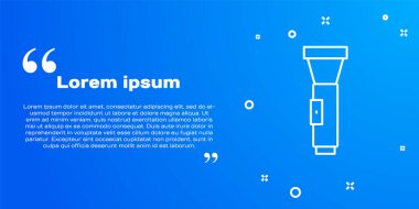 Beyaz çizgi el feneri simgesi mavi arkaplanda izole edildi. Vektör