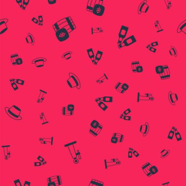 Bira musluğu, tahta fıçı, Oktoberfest şapkası ve şişe, kusursuz desenli. Vektör