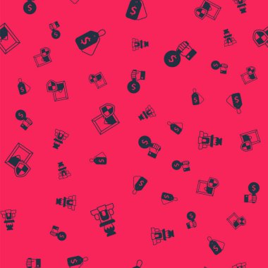 Müzayede için antik vazo, Satış etiketi, resim ve el açık arttırma küreği, pürüzsüz desen. Vektör