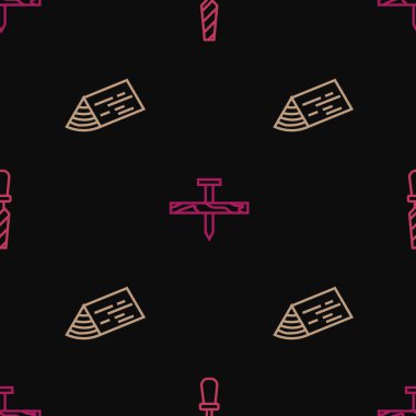 Rasp metal dosyasını, tahta kirişi ve metal çiviyi pürüzsüz desene ayarla. Vektör