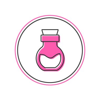 Beyaz arka planda izole edilmiş, şişe simgesiyle doldurulmuş zehir. Bir şişe zehir ya da zehirli kimyasal toksin. Vektör