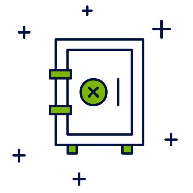 Doldurulmuş Güvenli simge beyaz arkaplanda izole edildi. Kapı, şifreli bir banka kasası. Güvenilir Veri Koruma. Vektör